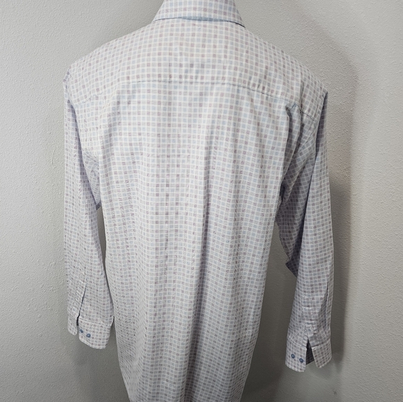 David Donahue white/berry button down - Picture 3 of 6